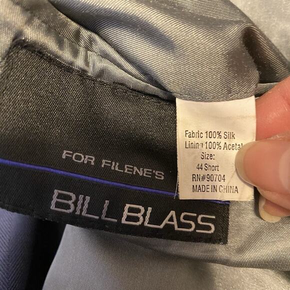BILL BLASS Men 44 Short Solid Blue Silk Sport Coat Blazer Jacket Formal Luxury - Picture 2 of 7